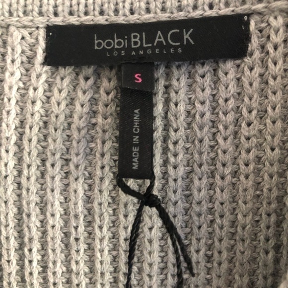 Bobi Black Los Angeles Sweater Distressed Heather Grey Collared V-neck Small - Picture 6 of 10